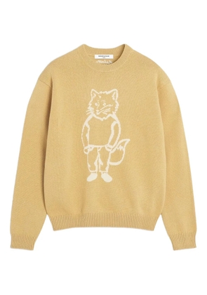 Maison Kitsuné fox-intarsia wool sweater - Yellow