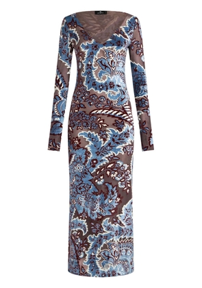 ETRO jacquard velvet dress - Blue