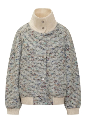 IRO Simone high-neck speckled-knit jacket - Neutrals