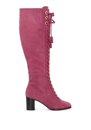 Alberta Ferretti lace-up suede boots - Pink