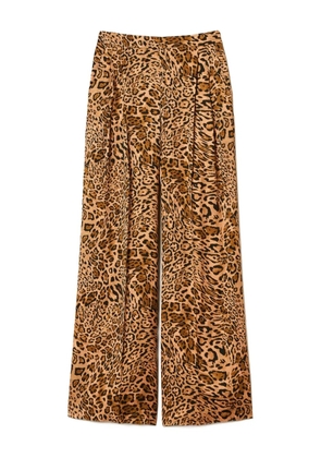 TWINSET pleated leopard-print trousers - Brown