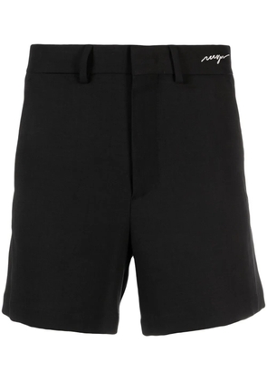 MSGM logo-embroidered mid-rise shorts - Black