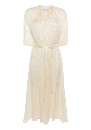 Forte Forte metallic-threading tied-waist coat - Neutrals