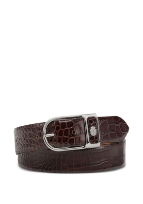 Billionaire crocodile-embossed leather belt - Brown