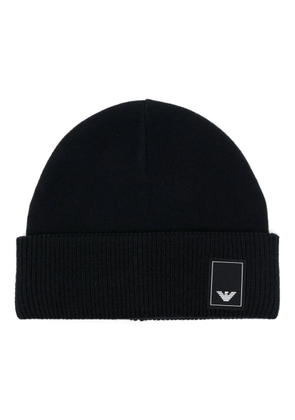 Emporio Armani logo-patch beanie hat - Blue