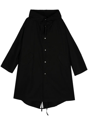 Jil Sander logo-print hooded coat - Black