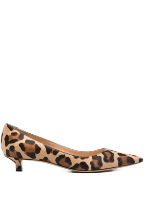 Francesco Russo 35mm leopard-print kitten-heel pumps - Neutrals
