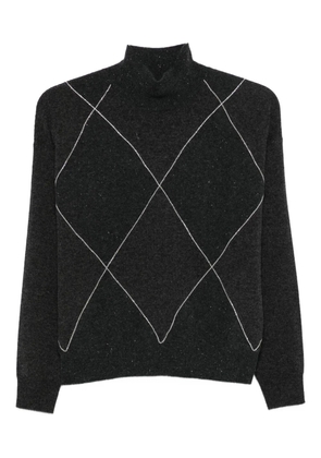 Peserico diamond-pattern high-neck sweater - Grey