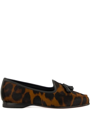 Santoni leopard-print tassel loafers - Brown