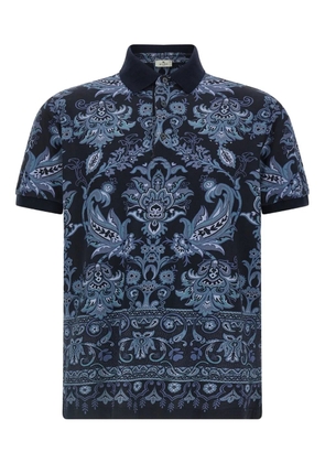 ETRO Press paisley geometric print polo shirt - Blue
