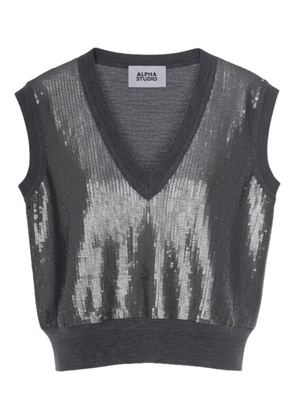 ALPHA STUDIO sequin V-neck sweater - Grey