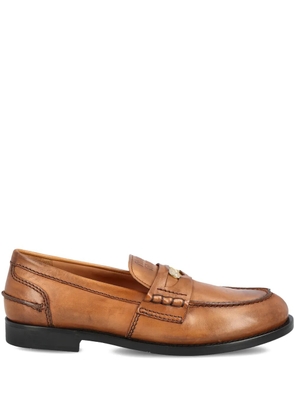 Miu Miu embossed applique loafers - Brown