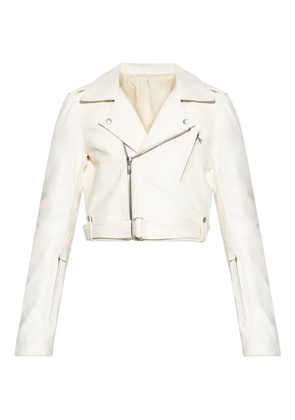 Rick Owens belted asymmetrical zip-up jacket - White