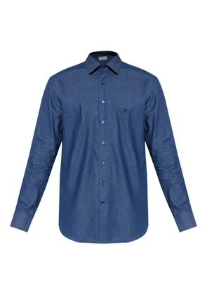 ETRO embroidered-logo cotton shirt - Blue