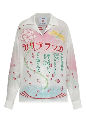 Casablanca Cuban LS collar tee shirt - White