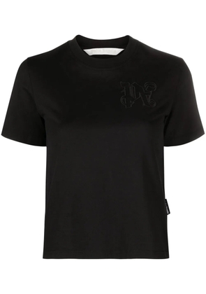 Palm Angels logo-embroidered cotton T-shirt - Black