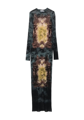 Jean Paul Gaultier baroque-print long-sleeved maxi dress - Black