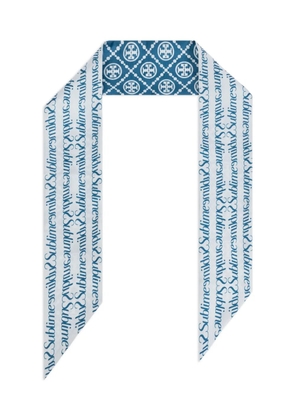 Tory Burch monogram-print scarf - Blue