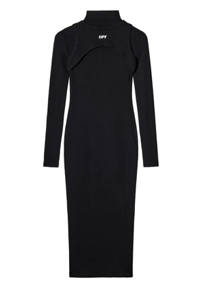 Off-White ribbed turtleneck midi dress - Black