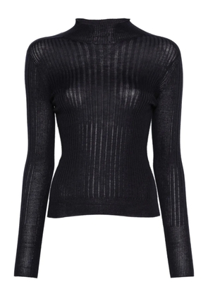 Peserico ribbed mock-neck top - Blue