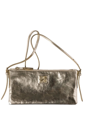 Miu Miu logo-lettering clutch bag - Gold