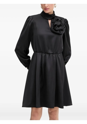 FRACOMINA flower-embellished mock-neck mini dress - Black