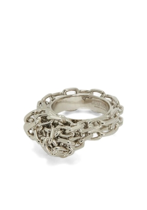 Jil Sander engraved-logo knotted-chain-detail ring - Silver