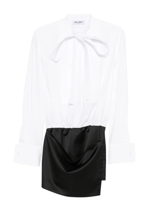 The Attico tie-neck long-sleeve mini dress - White