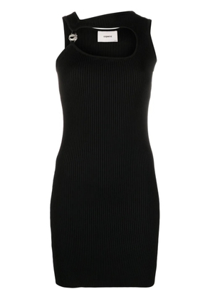 Coperni logo-plaque ribbed mini dress - Black