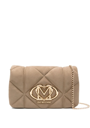 Love Moschino quilted-effect logo-plaque cross body bag - Neutrals