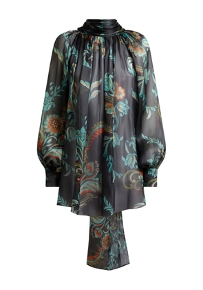 ETRO daffodil-motif high-neck blouse - Black