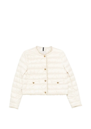 Moncler Fleurs bouclé-trimmed puffer jacket - Neutrals
