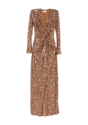 Elisabetta Franchi V-neck long-sleeve maxi dress - Brown