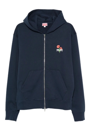 Kenzo floral-embroidered zip-up hoodie - Blue