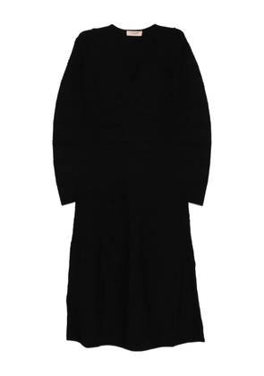 TWINSET ribbed V-neck midi dress - Black