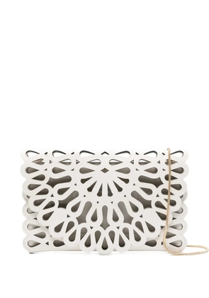 Simkhai laser-cut leather clutch - White