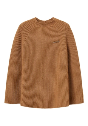 TWINSET ribbed jewel-embellished cape - Brown