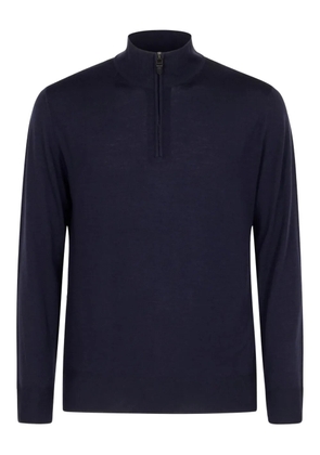 Canali high-neck zip-up sweater - Blue