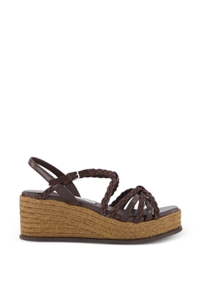 Jimmy Choo braided-leather wedge-heel sandals - Brown
