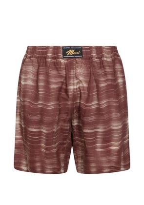 Marni striped ramie shorts - Brown