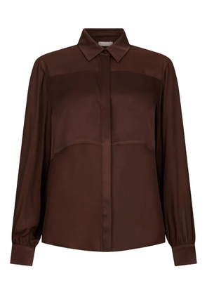 LIU JO satin-insert crepe shirt - Brown