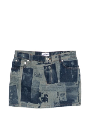 Jean Paul Gaultier newspaper print mini skirt - Blue