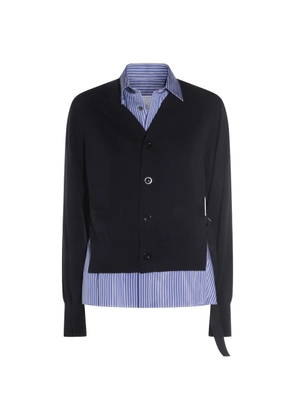 sacai button striped cardigan - Blue