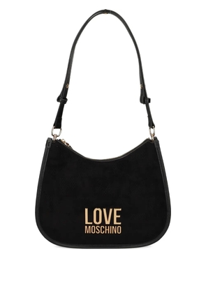 Love Moschino logo-plaque half-moon shoulder bag - Black