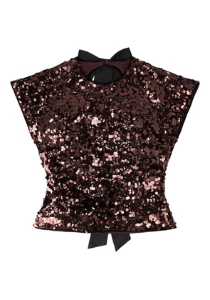 GANNI sequin-embellished blouse - Brown