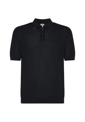 Eleventy zip-up short-sleeve polo shirt - Blue