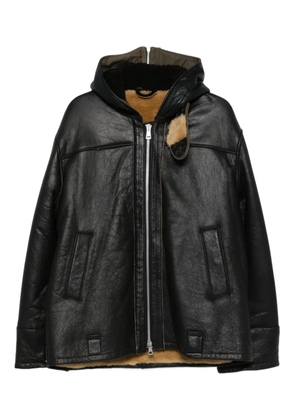 OUR LEGACY Blizzard hooded leather jacket - Black