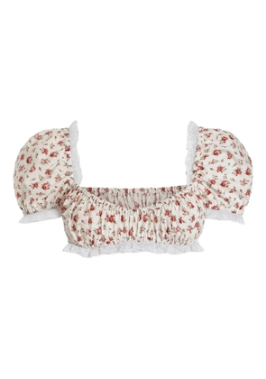 Dolce & Gabbana floral-print cropped top - White