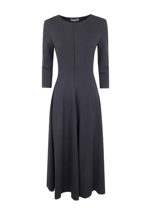 DRHOPE quarter-sleeve pleated midi dress - Black