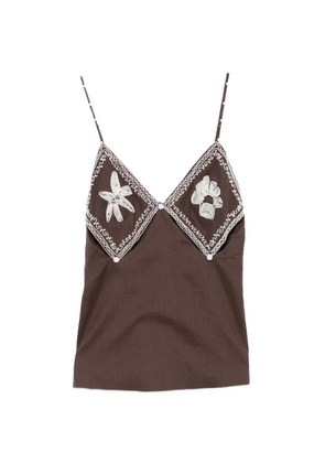 ALEMAIS Leandra floral-embroidered top - Brown